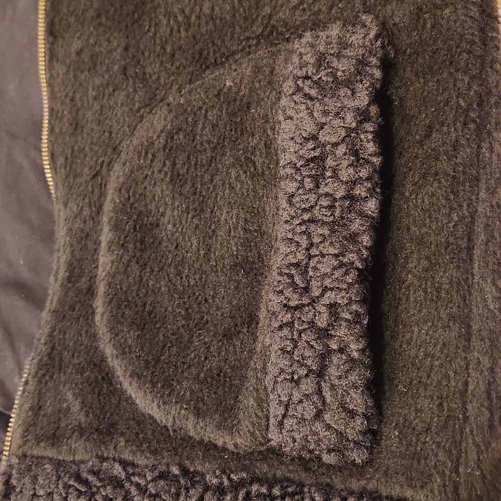 J.Crew Sherpa Trimmed Cropped Bomber Faux Shearling Jacket Black size S - Picture 12 of 13